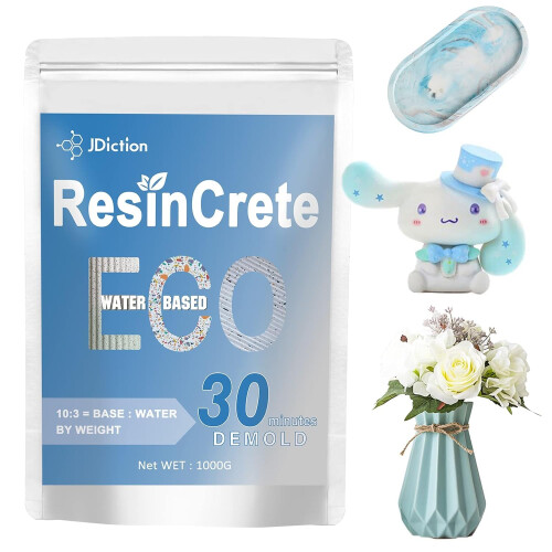 JDiction ResinCrete - 1000g Water Based Casting Resin for Beginners