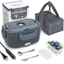 Electric Lunch Box Food Heater, 3 in 1 Ultra Quick Heated Lunch Boxes for Adults, 12V/24V/110V Portable Food Warmer for Car/Truck/Office With Fork Sp