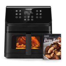 COSORI Air Fryer Large 6.2L, 55% Energy Saving & 85% Less Oil, 12 Functions, Shake Reminder, 80+ Recipes, Dishwasher Safe, 1700W, Black