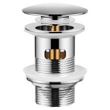 Peppermint Pop Up Sink Waste Slotted Click Clack Waste Plug with Overflow for Bathroom Basins, Vessel Sinks, Chrome Bathroom Basin Waste