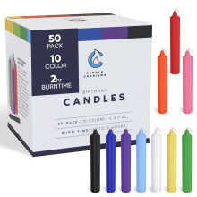 Candle Charisma 50 Multi-Colored Spell Candles - 4" Unscented Paraffin Chime Candles, Smokeless & Dripless Colored Candles, 2 Hours Burn Time 1/2 Inc