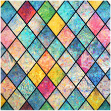 Haton Stained Glass Window Film, Rainbow Window Privacy Film, Decorative Sun Blocking Glass Clings Stickers, Static Cling Colorful Lattice Coverings
