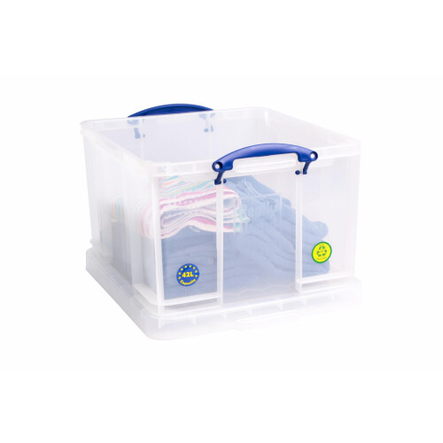 Really Useful Box Plastic Storage 42 Litre Clear Pack Of 2 2