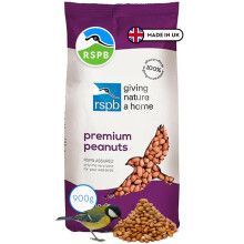 RSPB Premium Peanuts 900 grams Wild bird Food, supporting RSPB Charity, Re-sealable & recyclable pouches, for use in Garden & outdoors. Perfect for F