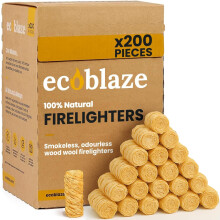 200 Firelighters - Ecoblaze Natural Firelighters | Fast lighting & Odourless, Fi