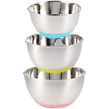FAB4HOME Mixing Bowls 3 Pieces Stainless Steel Mixing Bowl Set Mixing Bowl with Spout Nesting Metal Bowl for Baking Cooking Food Preparing 1.5L/ 3L/