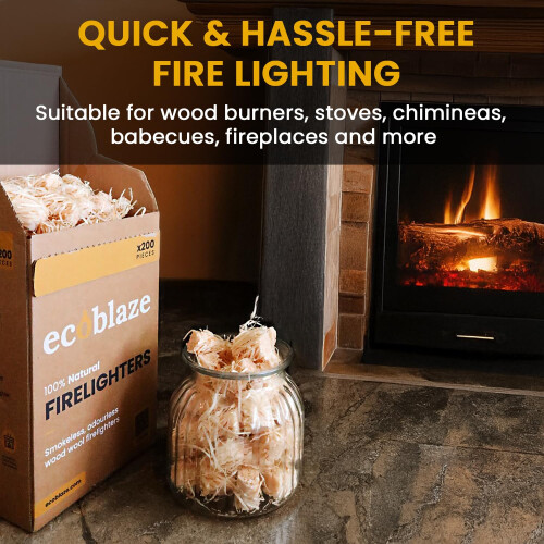 200 Firelighters - Ecoblaze Natural Firelighters | Fast lighting & Odourless, Fi 2
