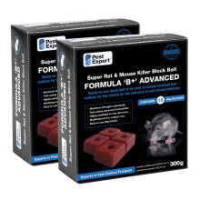 Pest Expert Formula 'B+' Advanced Rat & Mouse Killer Poison Bait Blocks Super Strength 600g (2 x 300g) - Premium Single Feed Brodifacoum, Strongest A
