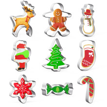 Christmas Cookie Cutter Set 9 Pieces Stainless Steel Christmas Biscuit Cutt