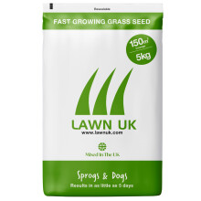Lawn UK Hardwearing Grass Seed - Sprogs & Dogs Grass Seeds Fast Growing - 5kg up to 150sqm Coverage - Ideal for Family Lawns - Super Durable Perfect