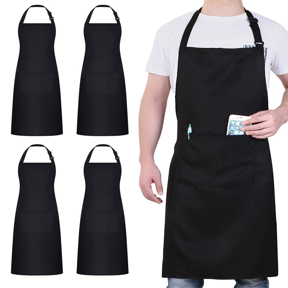 Atopo 4 Packs Chef Apron, Waterproof Catering Apron With 2 Pockets, Adjustable Work Aprons Perfect For Kitchen Cooking Painting Gardening Cleaning Re