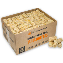 200 - Natural Eco Wax Coated Wood Wool Firelighters for Safe, Clean and Odorless Ignition of Wood and Log Burners, BBQs, Pizza Ovens, and More - The