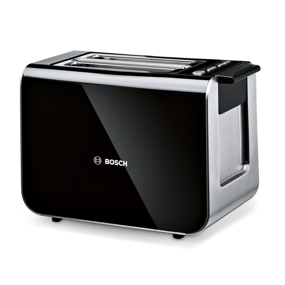 Photos - Toaster Bosch Styline Compact TAT8613NGB 2 Slot Stainless Steel with 9 browning levels including defrost and reheat - Black