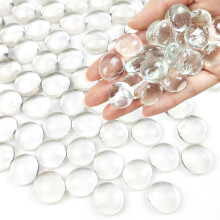 FANTIAN 200 PCS Clear Glass Beads for Vases,0.9 kg Decorative Stones Flat Glass Pebbles for Vase, Aquarium, Fish Tank, Wedding Decoration, Bird Fount