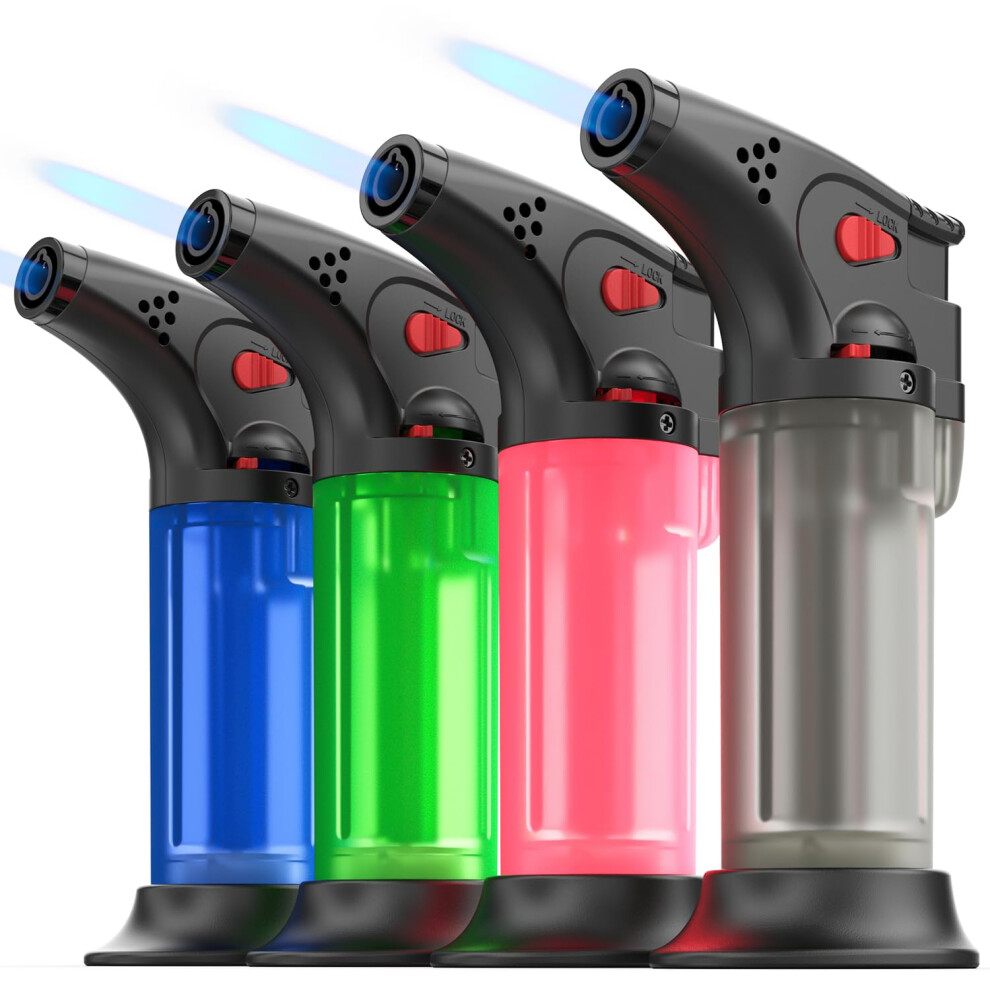 Giftorch Pack Of 4 Jet Lighters, Windproof Gas Lighter Butane Refillable Lighters, Jet Flame Torch Lighter - Without Butane
