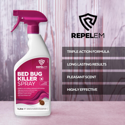 REPELEM Bed Bug Spray - Strong Killer, for Mattresses, Kills All Stages 1L 2