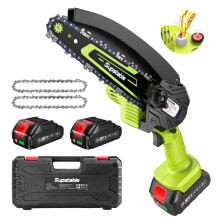 Supstable Mini Chainsaw 6 Inch, Electric Chainsaw Cordless, Battery Powered Chain Saw with Oiler, 2pcs 2000mAh Batteries, Small Handheld Garden Saws