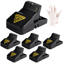 Cleaneaty Rat Traps - 6 x Large Heavy Duty Humane Rat Traps That Kill Instantly Reusable Rodent Control Mouse Traps with 1 Pair of Gloves