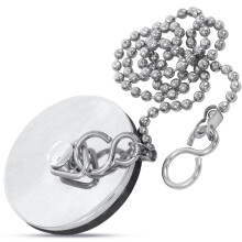 1PC Chrome Sink Plug with Chain for Bath or Kitchen - 45mm (1.3/4 Inch) with Ball Type and S Hook Shaped Chain Made of Stainless Steel 450mm (18 Inch