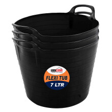 Best House | 3 Pcs of Flexi Tub with Handles | Small Size | Mini | 7 Litres | Black | Garden Tubs | Plastic Storage Container for Home, Washing, Gard