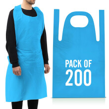 200 Disposable Aprons Blue Flat Pack Multipurpose