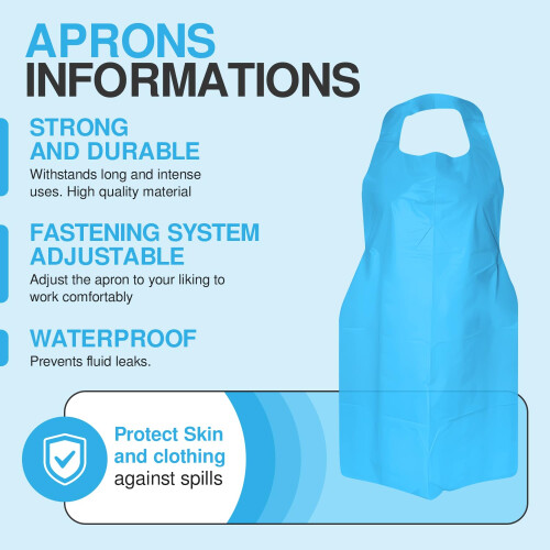 200 Disposable Aprons Blue Flat Pack Multipurpose 2