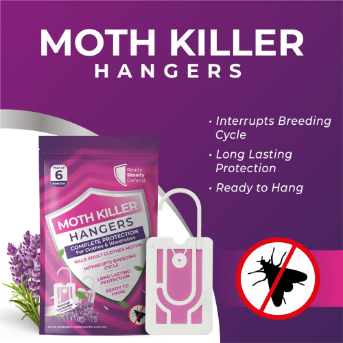 6-Pack Moth Killer Hangers for Wardrobes: Lavender-Scented Clothes 2