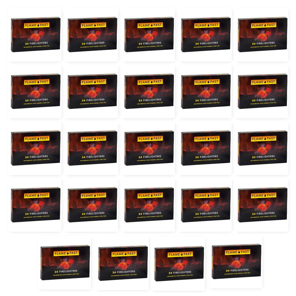Flamefast Firelighters Starter Blocks, Quick Start, Eco Barbecue, Wood Burner, Open Fire - 24 Packs Of 24 (576 Firelighters) 74685547