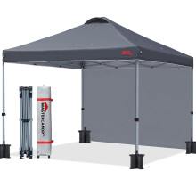 MASTERCANOPY Durable Ez Pop-up Gazebo Tent with 1 Sidewall (2.5x2.5M,Dark Grey)