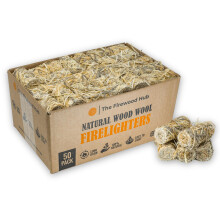 50 - Wood Wool Firelighters for Safe, Clean, and Odorless Ignition of Wood and L