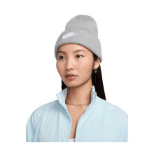 (One Size, Dark Grey Heather/White) Nike Unisex Adult Futura Peak Beanie