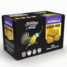 Grumpy Gardener Fat Balls - Gold Mix Wild Bird Fat Balls, Suet Balls Enriched with Beef Tallow, Hearts, Peanuts, Sunflower, Essential Bird Seed Blend