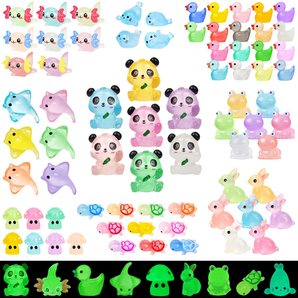 Feivando 120 Pcs Luminous Mini Resin Animals Glow In The Small Little Tiny Resin Figures Ducks Axolotls Garden Miniature Figurines For Crafts Mi Dark 49274226