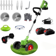 Cordless Garden Strimmers,Electric Cordless 21v Grass Strimmer with 2 X 2000mAh Battery, Adjustable Metal Blades,Garden Trimmer Telescopic Lightweigh