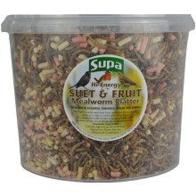 Supa Dried Mealworms, Hi-Energy Suet Pellets & Fruit Platter Mix for Wild Birds, 3 Litre Bucket, High Energy Protein Rich Treat