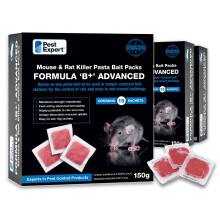 Pest Expert Formula B+ Advanced Rat & Mouse Poison Pasta Bait Sachets 450g (3 x 150g) Maximum Super Strength - Single Feed Brodifacoum