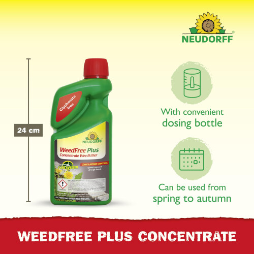 Neudorff WeedFree Plus Concentrate - Effective Weedkiller for fast, long-lasting weed control. Affects root system. Glyphosate Free, 510 ml 1