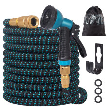 Expandable Garden Hose 100ft - Expanding Water Hose with 10 Function Nozzle, 4 Layer Latex and 3/4'' Solid Brass Fitting, Easy Storage Garden Water H