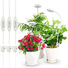 SANSI Clip Grow Lights for Indoor Plants, 10W Full Spectrum, Timer, 3 Pack | 4000K Gooseneck Pot Clip LED, 3/6/12H Timer