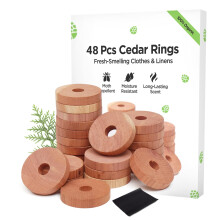 Moth Repellent for Wardrobes 48 Cedar Rings for Clothes, Drawers,