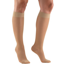 Truform Sheer Compressiekousen, 15-20 mmHg, Dames, Kniehoogte, 20 Denier, Lichtbeige, Groot