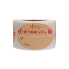 Etiquetas de Corazón para San Valentín 1.5"x2.5" en Kraft Natural 4 Diseños Únicos para Envolver Regalos