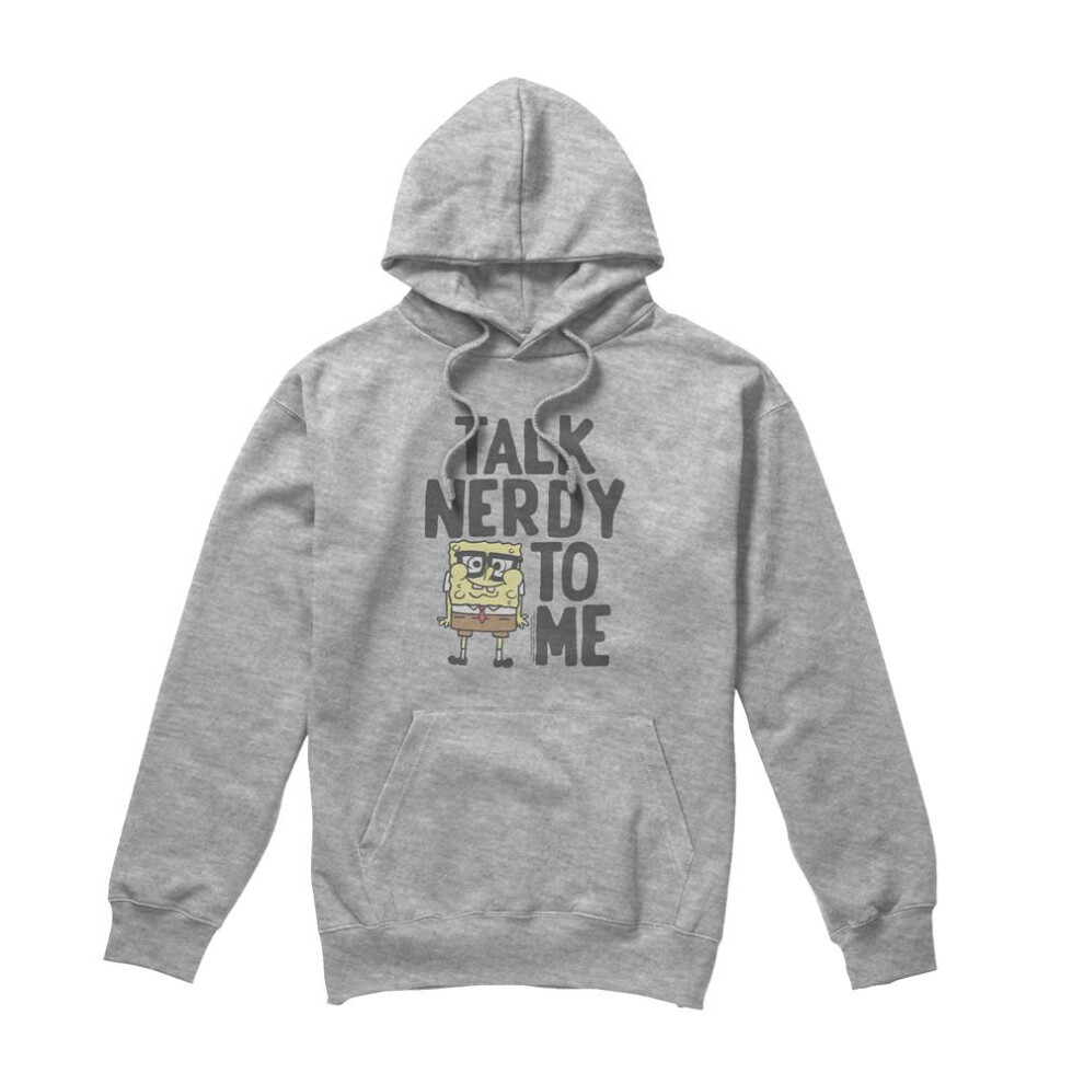 Spongebob Squarepants (Xl, Sport Heather) Mens Talk Nerdy To Me Hoodie Multicoloured