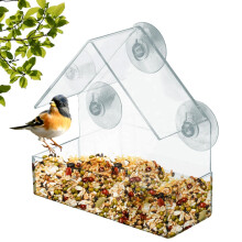 Window Bird Feeder – Clear Acrylic Bird Feeder, See-Through Design for Close-Up Bird Watching, Easy to Install & Clean