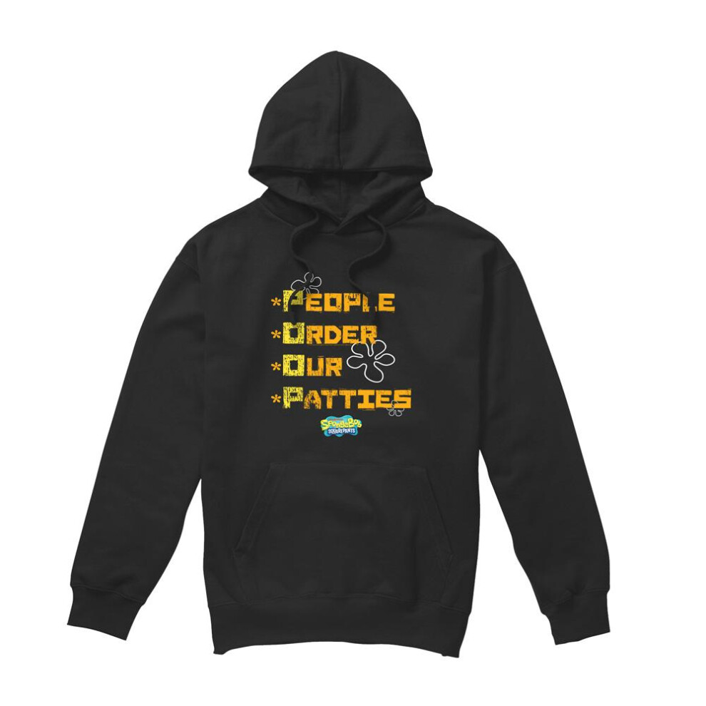 Spongebob Squarepants (Xxl, Black) Mens People Order Our Patties Hoodie