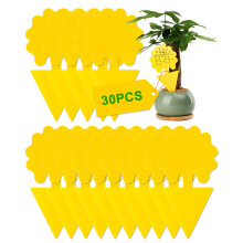Acual Fruit Fly Traps, Pack 30 Yellow Double-sided Fungus Gnat Sticky Catcher for Plants Indoor and Outdoor Insects Fly Control, Insecticide Free Fru