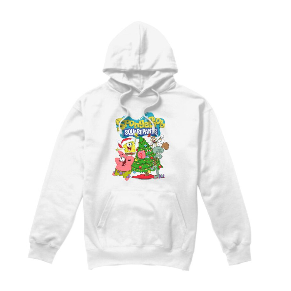 Spongebob Squarepants (Xl, White) Mens Christmas Tree Hoodie