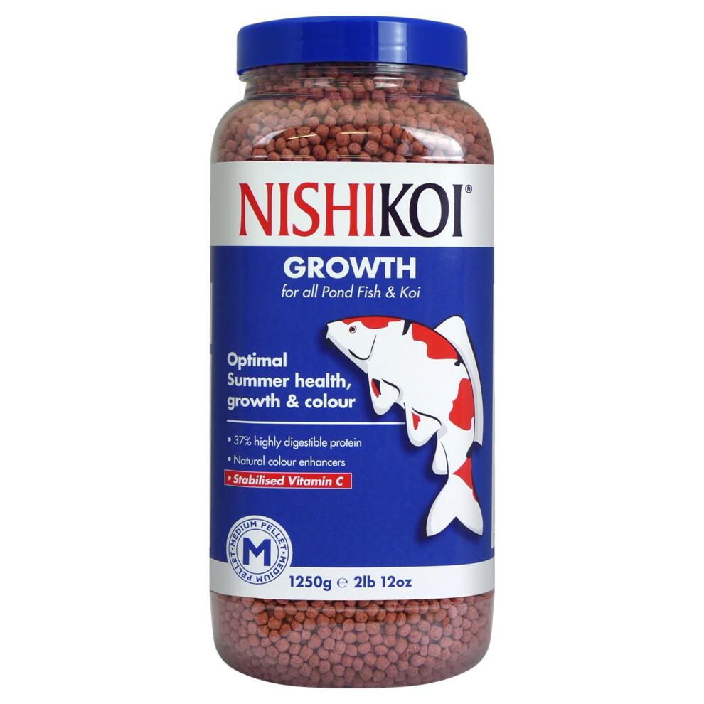 Nishikoi Growth Complete Food For Koi And Pond Fish - Medium Pellets - 1250G