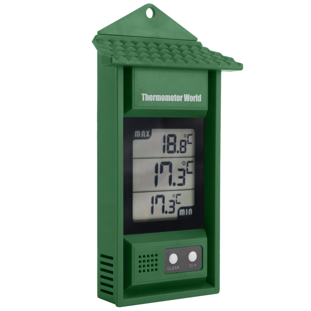 Thermometer World Digital Max Min Thermometer - Monitor Max And Min Temperatures With This Handy Greenhouse Thermometer Garden Accessories Easily Wall Mounted Maximum