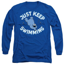 (XXL, Royal Blue) Sesame Street Unisex Adult Just Keep Jumping Cookie Monster Long-Sleeved T-Shirt
